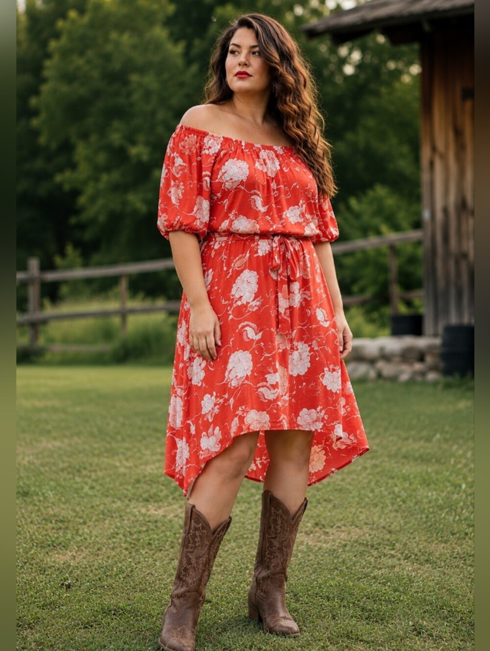 Tommy Hilfiger Off Shoulder Floral Print Peasant Dress